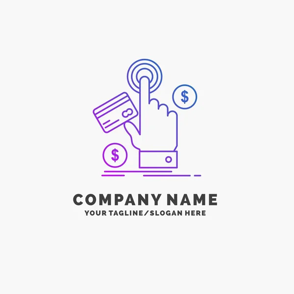 Ppc Clique Pagar Pagamento Web Purple Business Logo Template Lugar — Vetor de Stock