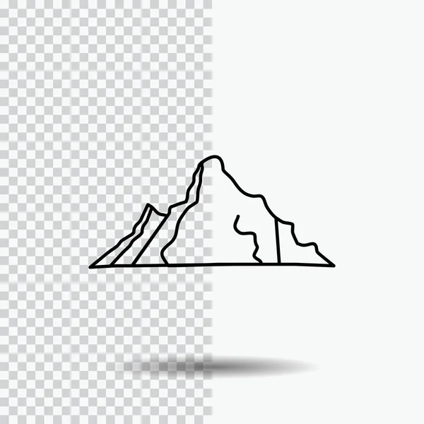 Colina Paisaje Naturaleza Montaña Escena Icono Línea Sobre Fondo Transparente — Vector de stock