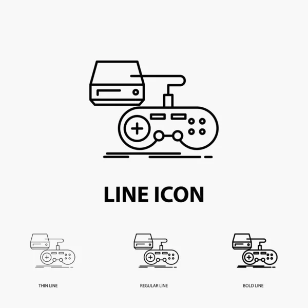 Console Game Gaming Playstation Play Icon Thin Regular Bold Line — Stock Vector