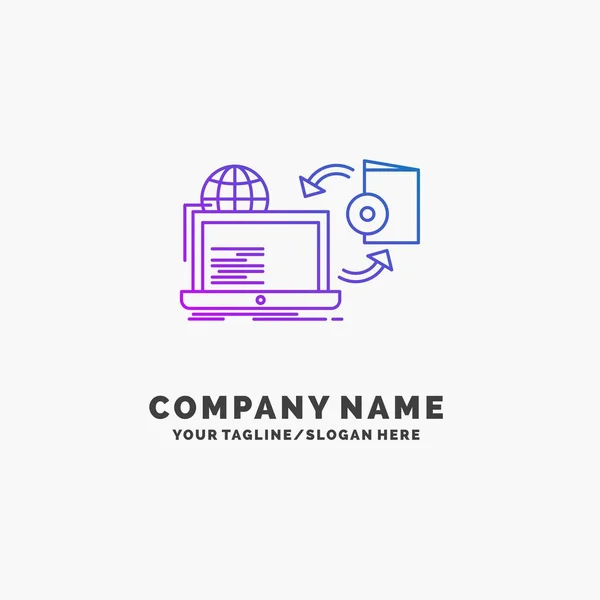 Disco Online Jogo Publicar Publicação Purple Business Logo Template Lugar — Vetor de Stock