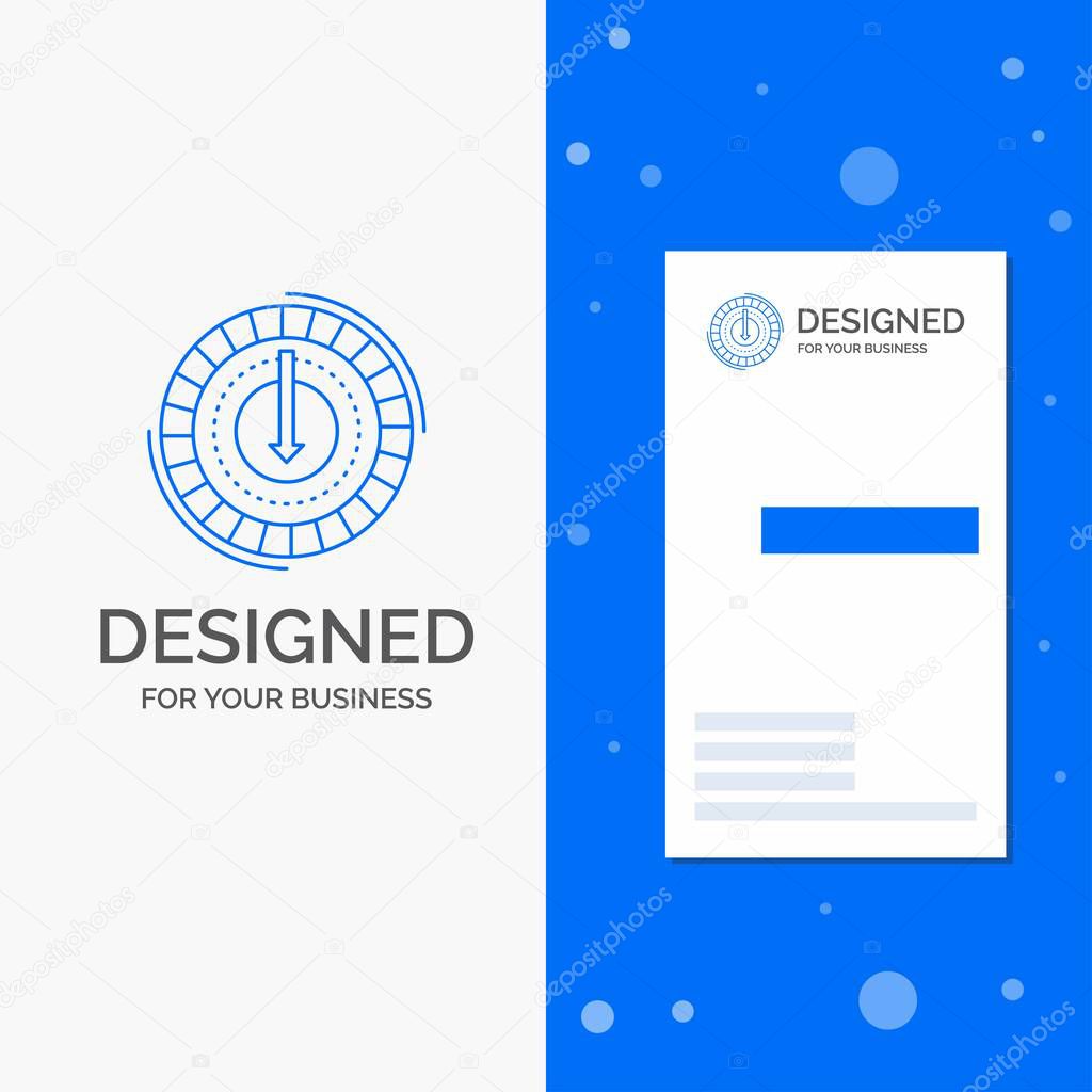 Business Logo for Consumption, cost, expense, lower, reduce. Vertical Blue Business / Visiting Card template