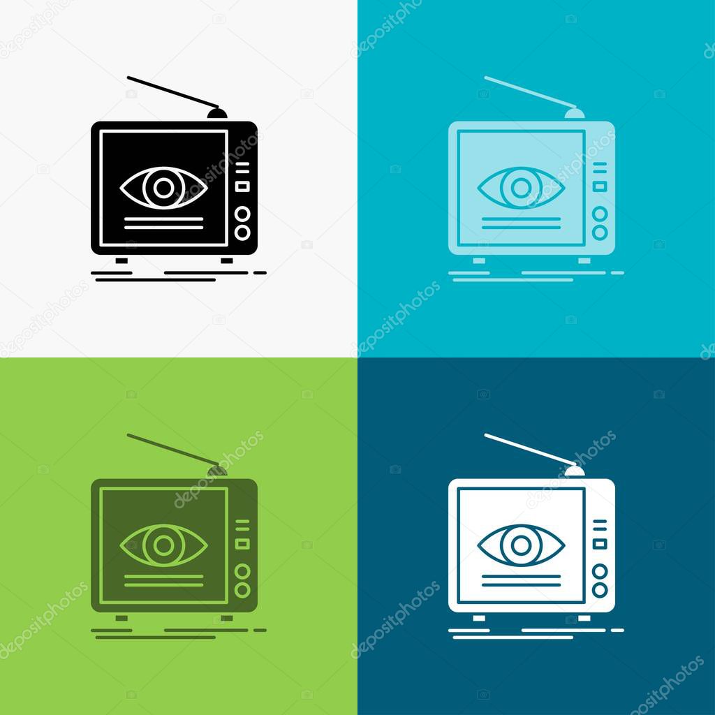 Ad, broadcast, marketing, television, tv Icon Over Various Background. glyph style design, designed for web and app. Eps 10 vector illustration