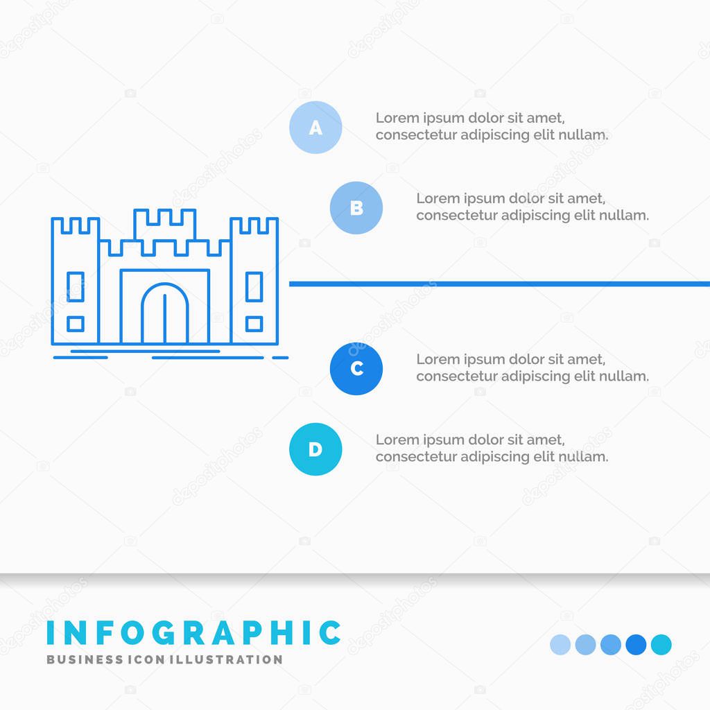 Castle, defense, fort, fortress, landmark Infographics Template for Website and Presentation. Line Blue icon infographic style vector illustration