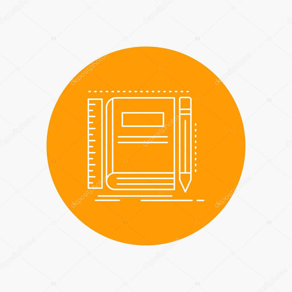 Book, notebook, notepad, pocket, sketching White Line Icon in Circle background. vector icon illustration