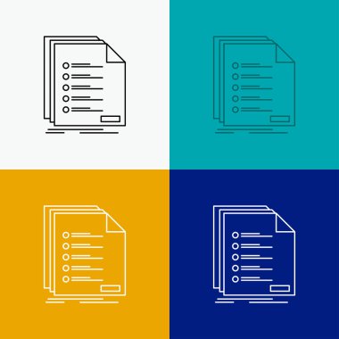 Kontrol, dosyalama, liste, liste, kayıt simgesi üzerinde çeşitli arka plan. Çizgi stili tasarım, Web ve uygulama Eps 10 vektör çizim için tasarlanmış