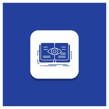 Bilgi, kitap, göz, görünümü, büyüme glif simgesi mavi yuvarlak düğmesi