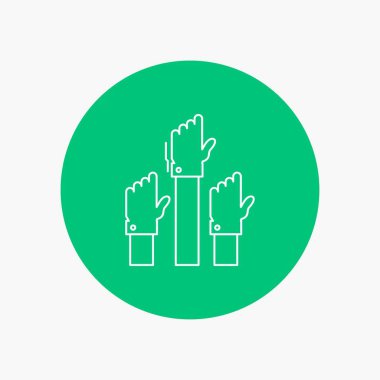 Aspirasyon, iş, arzu, çalışan, daire arka plan beyaz çizgisi simgesinde hedefi. vektör simge tasarlamak