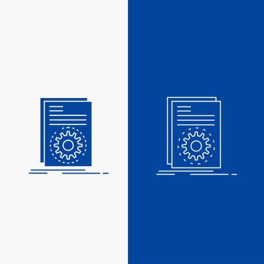 Çalışan, komut dosyası satırı ve glif web düğmesi mavi dikey Banner UI ve Ux, Web sitesi veya mobil uygulama için renk kodu, yürütülebilir, dosya