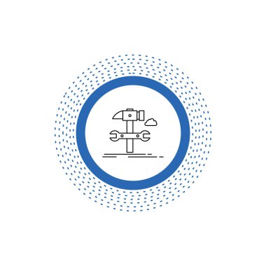 Mühendislik, yapı, çekiç, onarmak, satırı simgesi hizmet. İzole vektör çizim