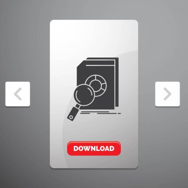 Analiz, veri, finans, piyasa, araştırma rekreasyon Pagination Slider tasarımı ve kırmızı Download düğme glif simgesini