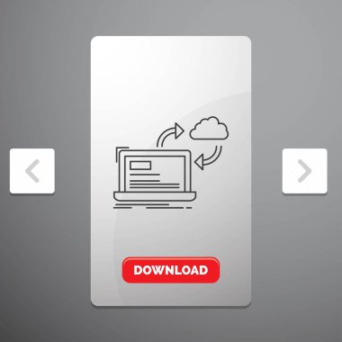 eşitleme, işleme, veri, pano, okları rekreasyon Pagination Slider tasarımı ve kırmızı Download düğme çizgisi simgesinde