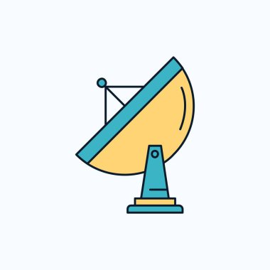 uydu, anten, radar, uzay, düz simgesi çanağı. yeşil ve sarı işaret ve sembolleri Web sitesi ve mobil appliation için. vektör çizim