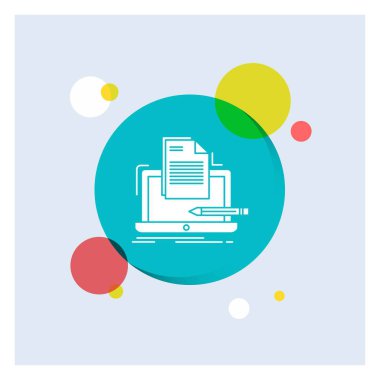 Coder, kodlama, bilgisayar, liste, beyaz glif simgesi renkli daire arka plan kağıt