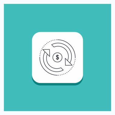 Düğme için dolaşımı, finans, yuvarlak akışı, piyasa, para satırı simgesi turkuaz arka plan