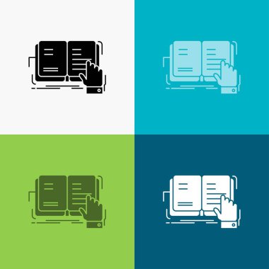 kitap, ders, çalışma, edebiyat, Çeşitli Arka Plan Over Icon okuma. glyph tarzı tasarım, web ve uygulama için tasarlanmış. Eps 10 vektör illüstrasyon