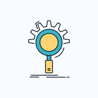 SEO, arama, en iyi duruma getirme, işlemi, düz simge ayarlama. yeşil ve sarı işaret ve sembolleri Web sitesi ve mobil appliation için. vektör çizim