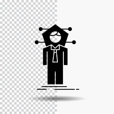 İş, bağlantı, insan, ağ, çözüm şeffaf arka plan üstünde glif kutsal kişilerin resmi. Siyah simgesi