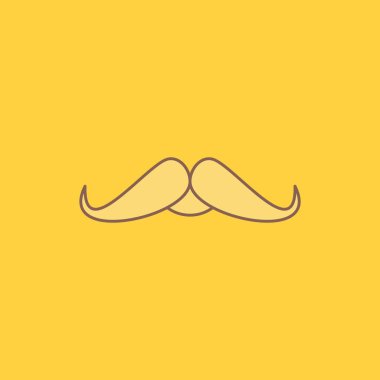 bıyık, yenilikçi, movember, Erkek, Erkek düz çizgi dolu kutsal kişilerin resmi. Güzel Logo düğme UI ve Ux, Web veya mobil uygulama için sarı arka plan üzerinde