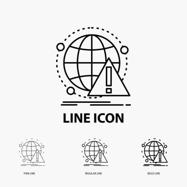 Uyar, virüsten koruma, saldırı, bilgisayar, virüs ince, normal ve kalın çizgi stili simgesini. Vektör çizim