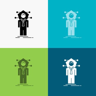 İş, bağlantı, insan, ağ, çözüm simgesi üzerinde çeşitli arka plan. glif tarzı tasarım, Web ve uygulama Eps 10 vektör çizim için tasarlanmış