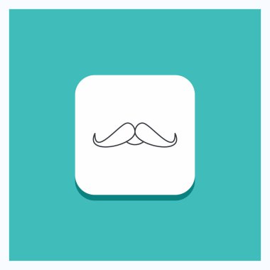 Bıyık, yenilikçi, movember, Erkek, Erkek satırı simgesi turkuaz arka plan için yuvarlak düğmesi