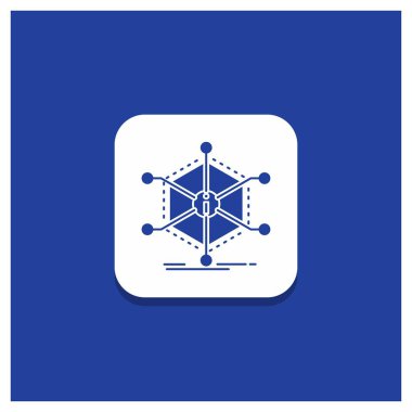 Veri, yardım, bilgi, bilgi, kaynakları glif simgesi mavi yuvarlak düğmesi