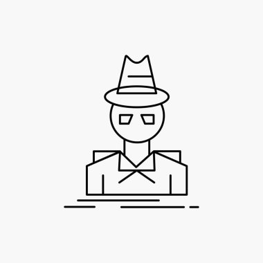 Dedektif, kesmek, gizli, casus, hırsız satırı simgesi. İzole vektör çizim