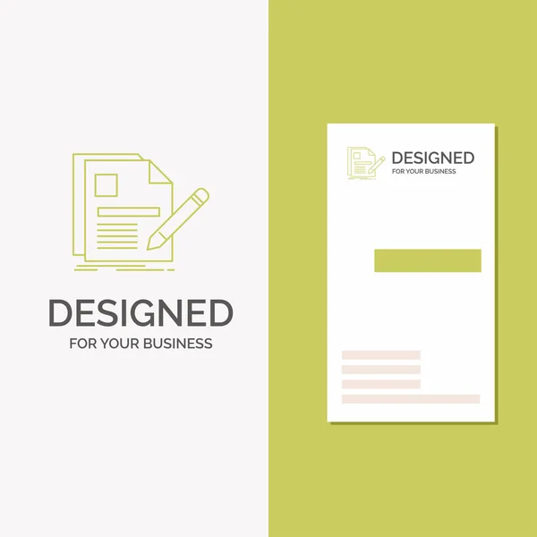 Bedrijfs Embleem Voor Document Bestand Pagina Pen Hervatten Verticale Green — Stockvector