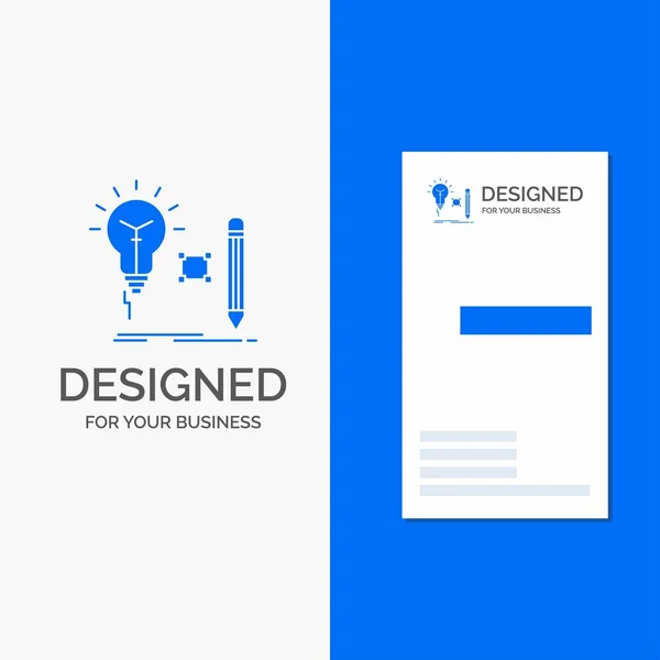 Firmenlogo Für Idee Einsicht Schlüssel Lampe Glühbirne Vertikale Blaue Visitenkartenvorlage — Stockvektor