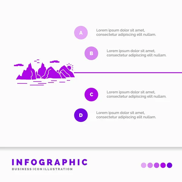 Montaña Colina Paisaje Naturaleza Acantilado Infografías Plantilla Para Sitio Web — Archivo Imágenes Vectoriales