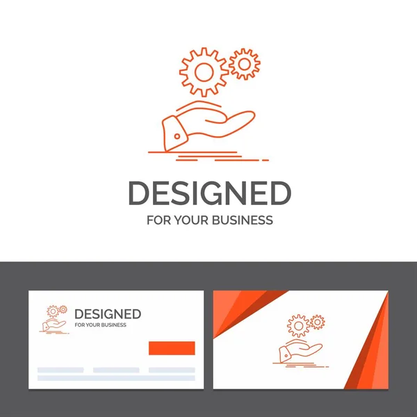Business Logo Sjabloon Voor Oplossing Hand Idee Gear Diensten Oranje — Stockvector