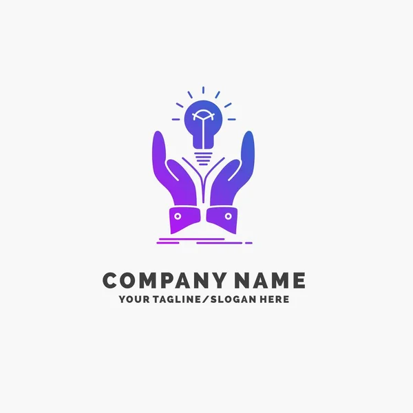Ideia Ideias Criativa Compartilhar Mãos Purple Business Logo Template Lugar — Vetor de Stock