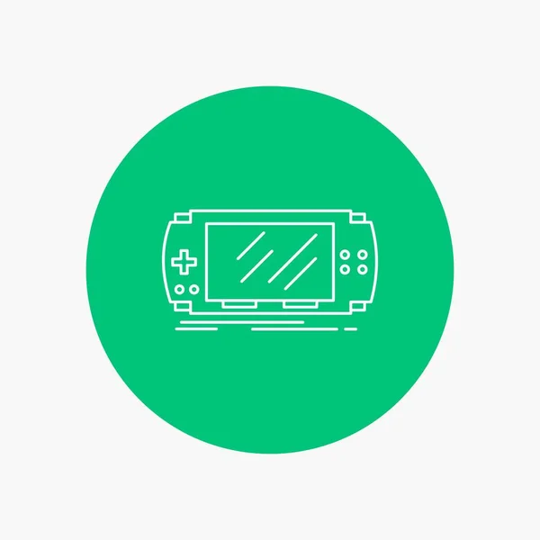 Konsole Gerät Spiel Gaming Psp Weiße Linie Symbol Kreis Hintergrund — Stockvektor