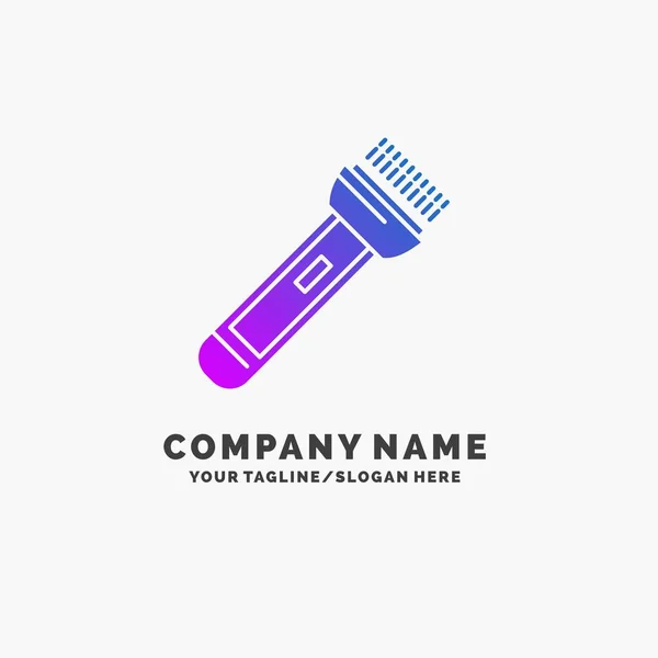 Fakkel Licht Flitser Kamperen Wandelen Paarse Business Logo Template Plaats — Stockvector