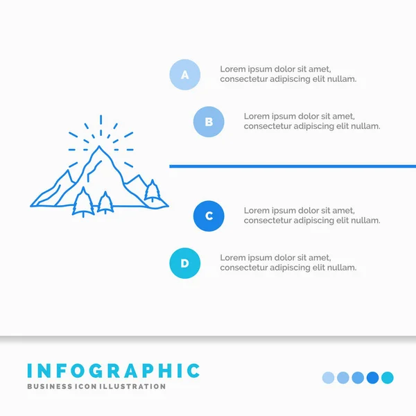Hill Krajobraz Przyroda Góry Fajerwerki Infografiki Szablon Dla Strony Internetowej — Wektor stockowy