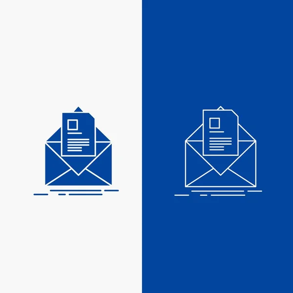 Correio Contrato Carta Mail Linha Briefing Botão Web Glyph Cor — Vetor de Stock