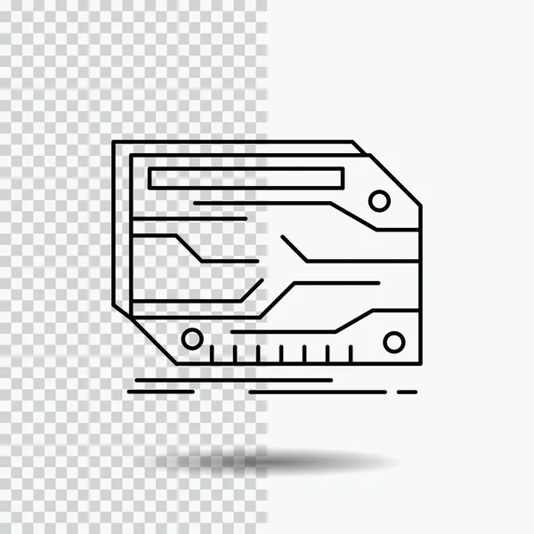 Scheda Componente Personalizzato Elettronico Icona Della Linea Memoria Sfondo Trasparente — Vettoriale Stock