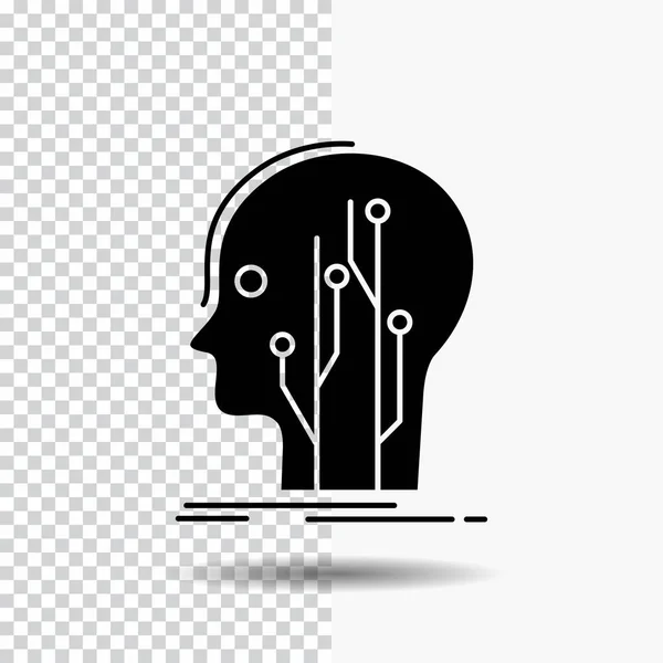 Data Head Human Knowledge Network Glyph Icon Transparent Background Black — Stock Vector