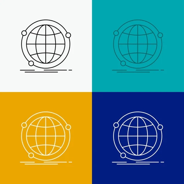 Data Global Internet Network Web Icon Various Background Line Style — Stock Vector