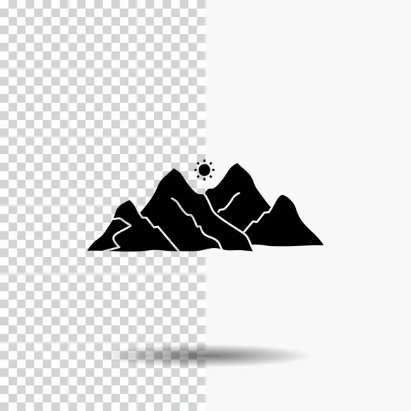 Montanha Paisagem Colina Natureza Cena Glyph Icon Fundo Transparente Ícone —  Vetores de Stock