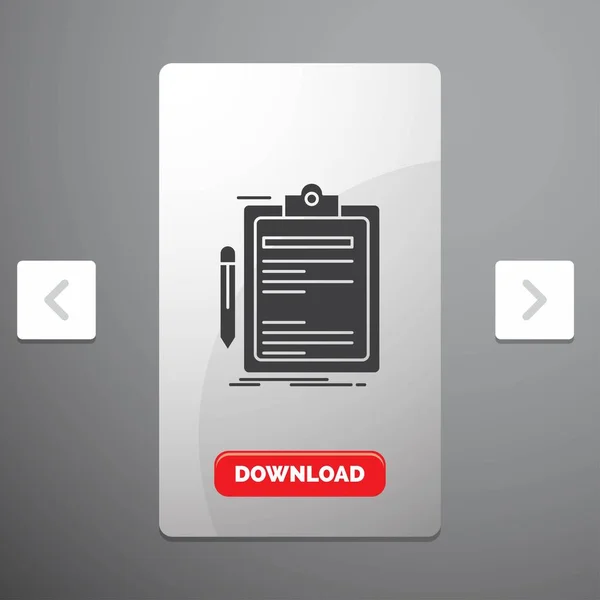 契約書 ビジネス やった クリップ ボード大酒盛り改ページ調整スライダー設計 赤いダウンロード ボタンのグリフ アイコン チェック — ストックベクタ