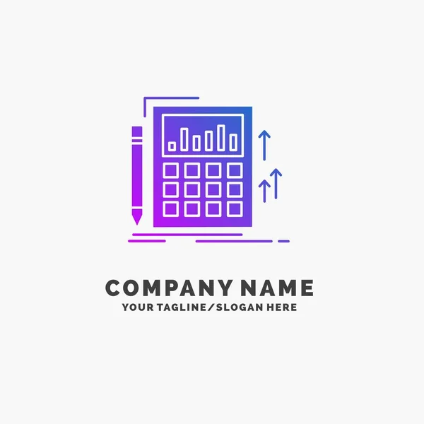 Contabilidad Auditoría Banca Cálculo Calculadora Purple Business Logo Template Lugar — Vector de stock