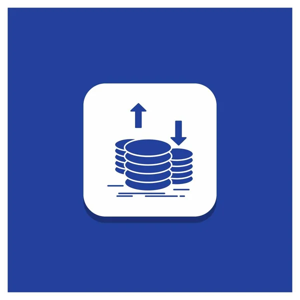 Para Finans Sermaye Altın Gelir Glif Simgesi Mavi Yuvarlak Düğmesini — Stok Vektör
