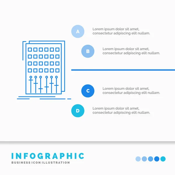 Audio Contrôle Mixage Mixage Studio Infographie Modèle Pour Site Web — Image vectorielle