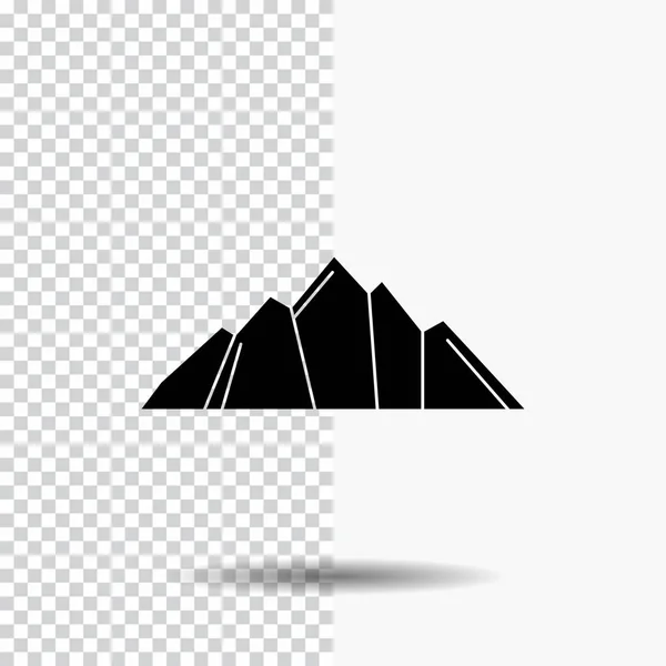 Hill Landschap Natuur Berg Scène Glyph Pictogram Transparante Achtergrond Zwart — Stockvector