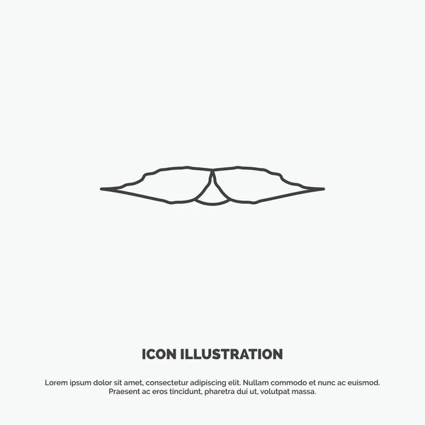 Moustache Hipster Movember Mâle Hommes Icône Symbole Gris Vectoriel Ligne — Image vectorielle