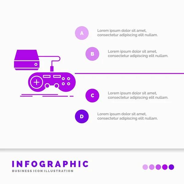 Console Game Gaming Playstation Play Infographics Template Website Presentation Glyph — Stock Vector