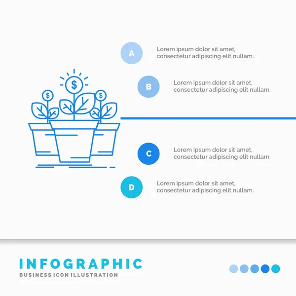 Wachstum Geld Pflanze Topf Baum Infografik Vorlage Für Website Und — Stockvektor