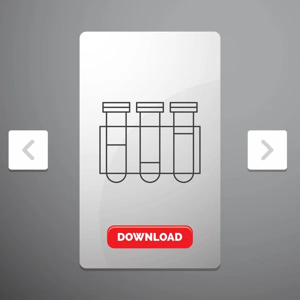 테스트 실험실 페이지 슬라이더 디자인 다운로드 버튼에 아이콘 — 스톡 벡터