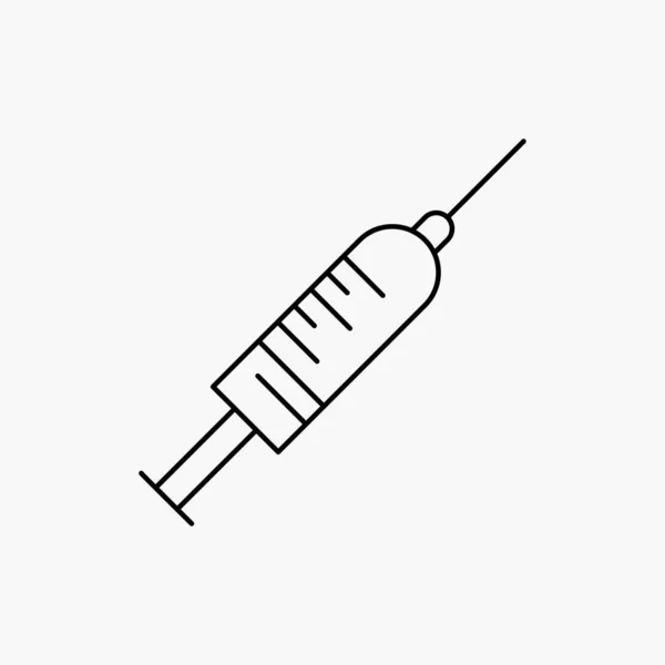 Seringue Injection Vaccin Aiguille Injection Line Icon Illustration Vectorielle Isolée — Image vectorielle